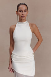 Portia Scuba Sleeveless Top - White
