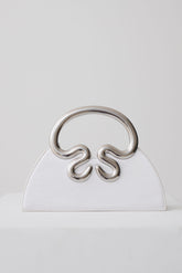 Elianne Satin Frame Clutch Bag - White