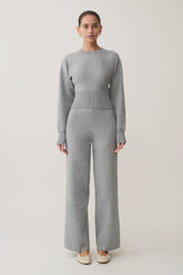 Kerrymae Straight Leg Knit Pants - Grey Marle