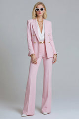 Pink 2 Piece Peaked Lapel Women Suits