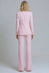 Pink 2 Piece Peaked Lapel Women Suits