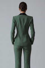 Dark Green Peaked Lapel 2 Piece Classic Women Suits