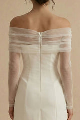 Off the Shoulder Ruched Bodycon Mini White Dress