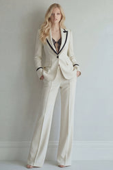 Peaked Lapel Ivory 2 Piece Slim Fit Women Suits