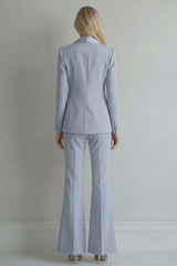 Blue 2 Piece Peaked Lapel Double Breasted Women Suits