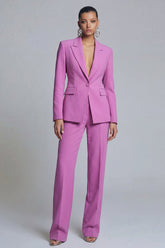 Peaked Lapel 2 Piece Purple Classic Single Buckle Women Suits