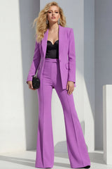 Purple 2 Piece Single Buckle Classic Women Suits