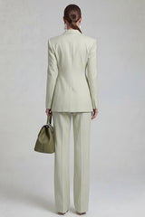 Green Peaked Lapel 2 Piece Double Breasted Women Suits