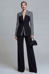 Black 2 Piece Peaked Lapel Slim Fit Women Suits