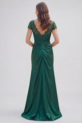 Dark Green Mermaid Ruched Maxi Mother of the Bride Dress