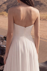 Strapless A Line Ivory Maxi Wedding Dress with Slit