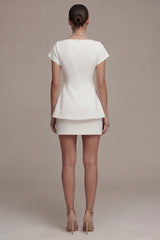 White Bodycon Bateau Neck Mini Engagement Dress
