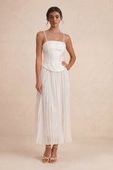 A Line Straphetti Straps White Dress