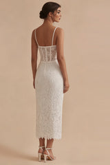 Lace Corset Bodycon White Dress