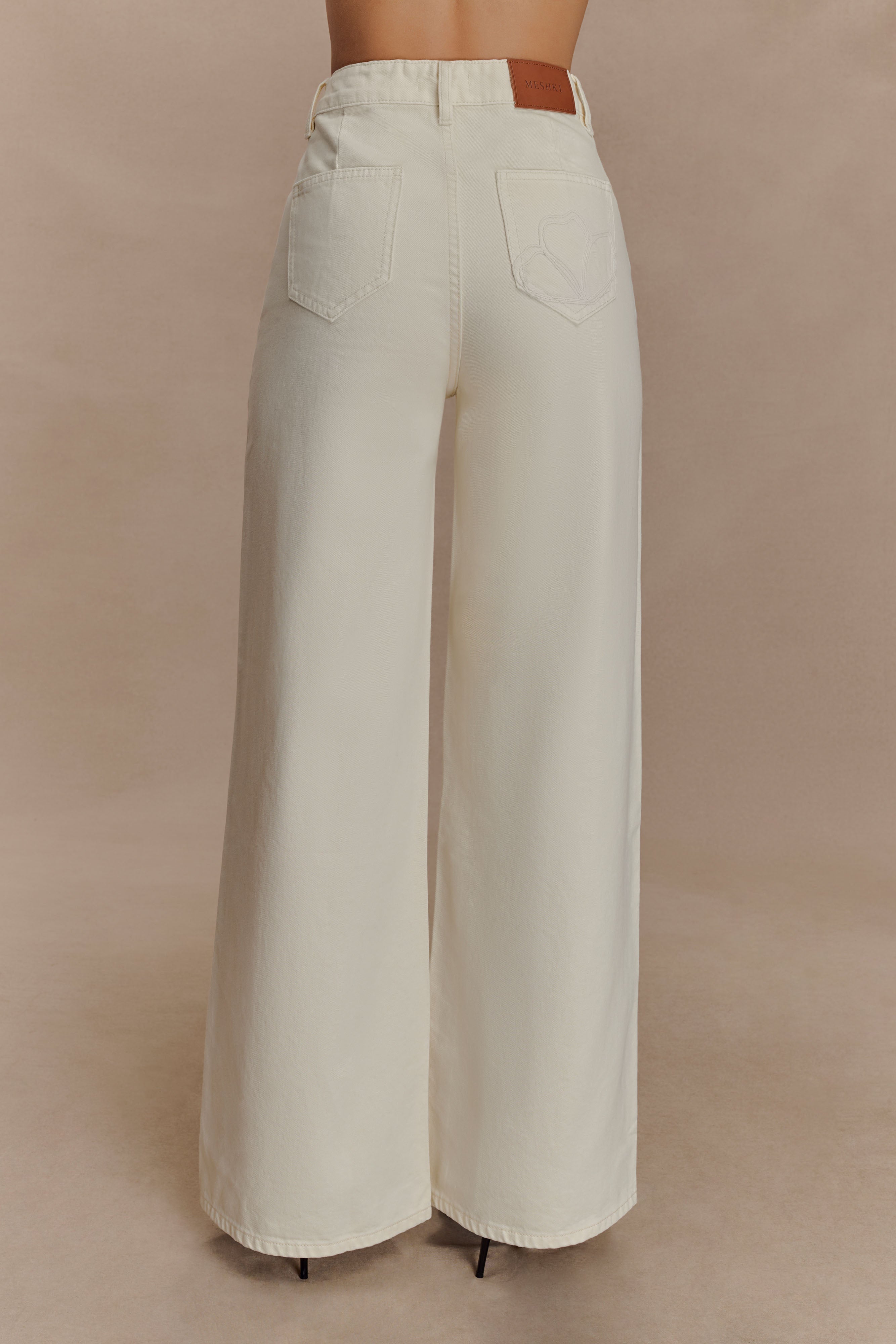 Carmella Embroided Jeans - Ecru