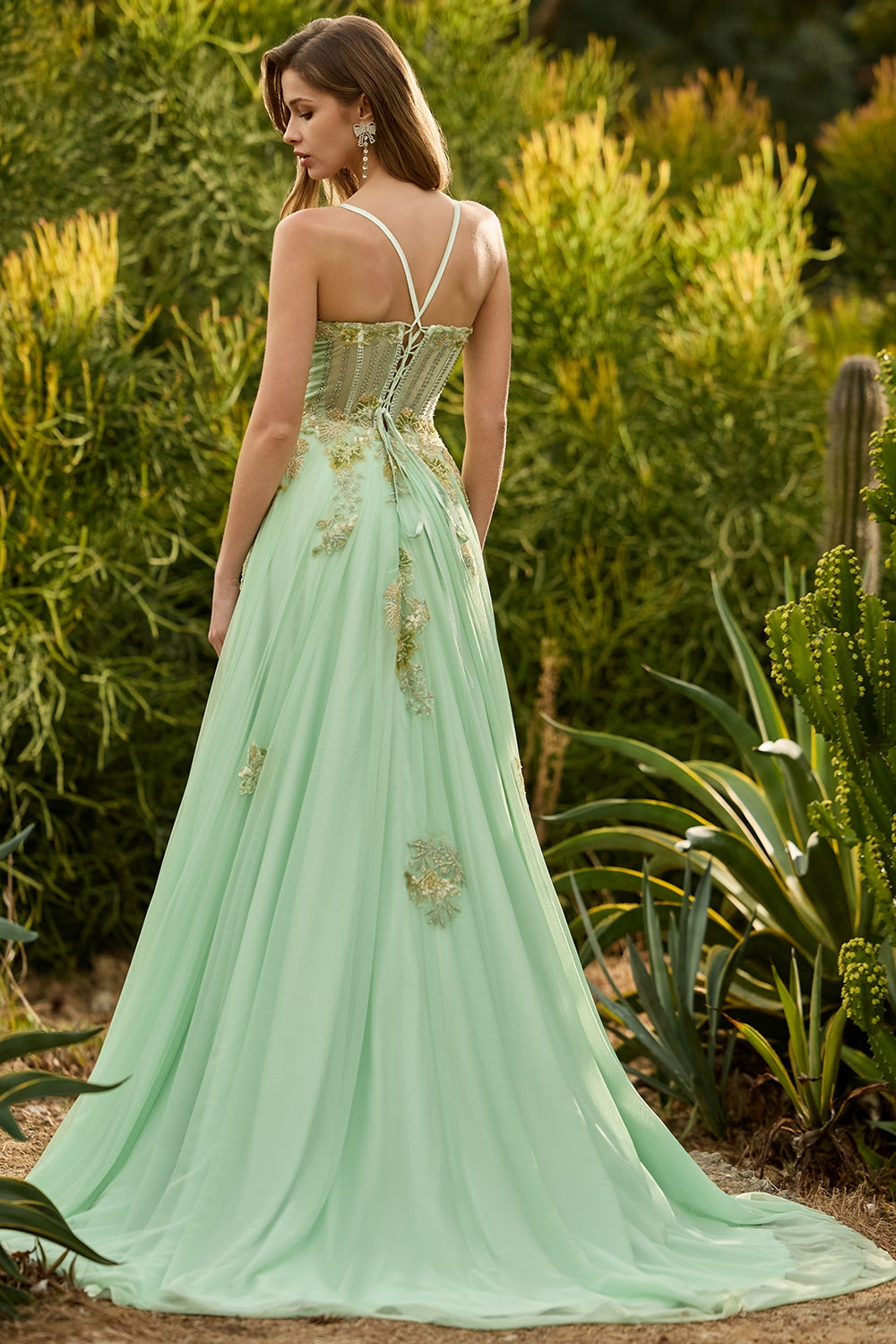 Beaded Pink A Line Corset Appliqued Prom Dress