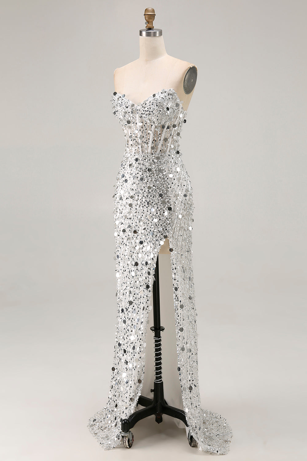 Sparkly Red Strapless Corset Mermaid Prom Dress
