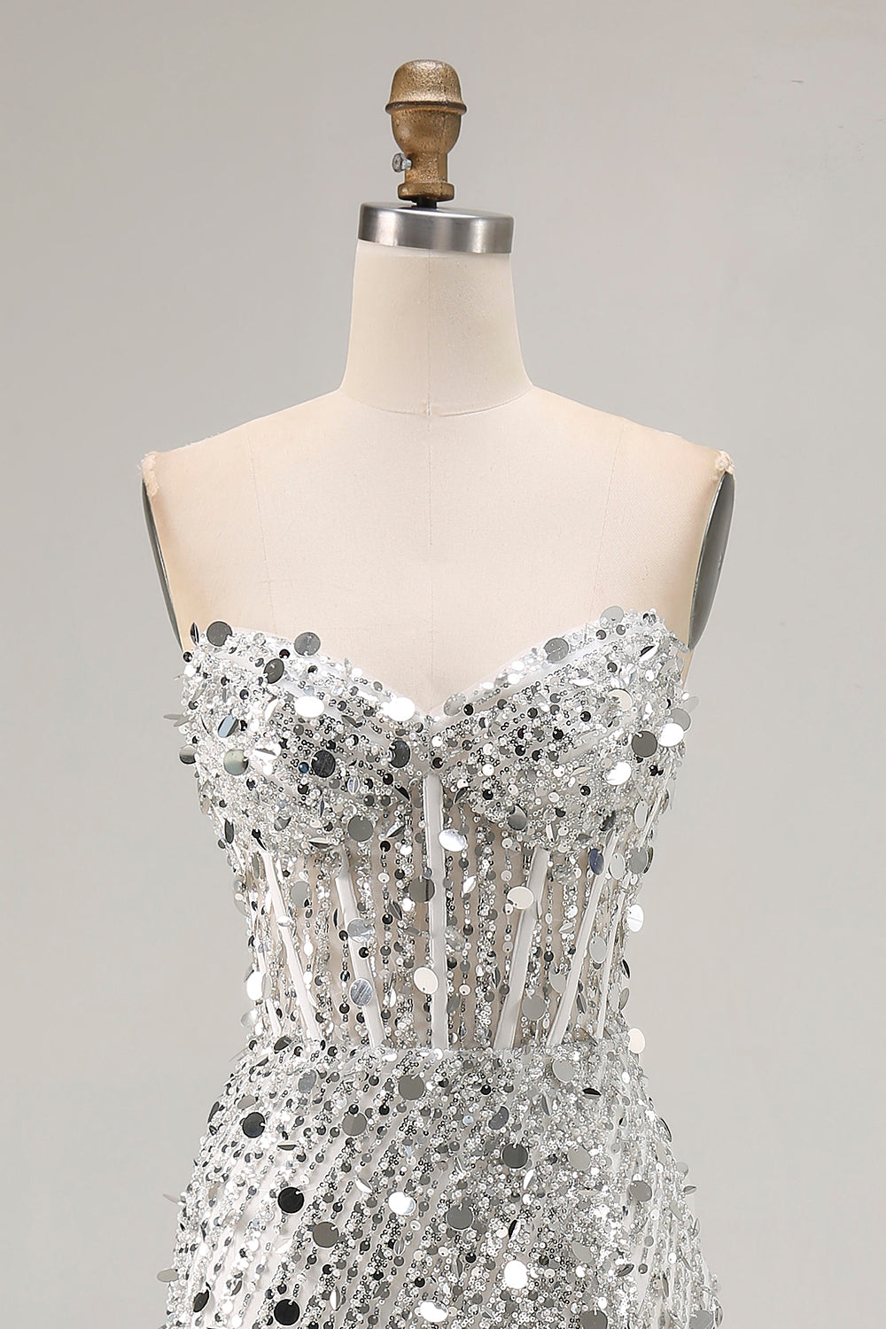 Sparkly Red Strapless Corset Mermaid Prom Dress