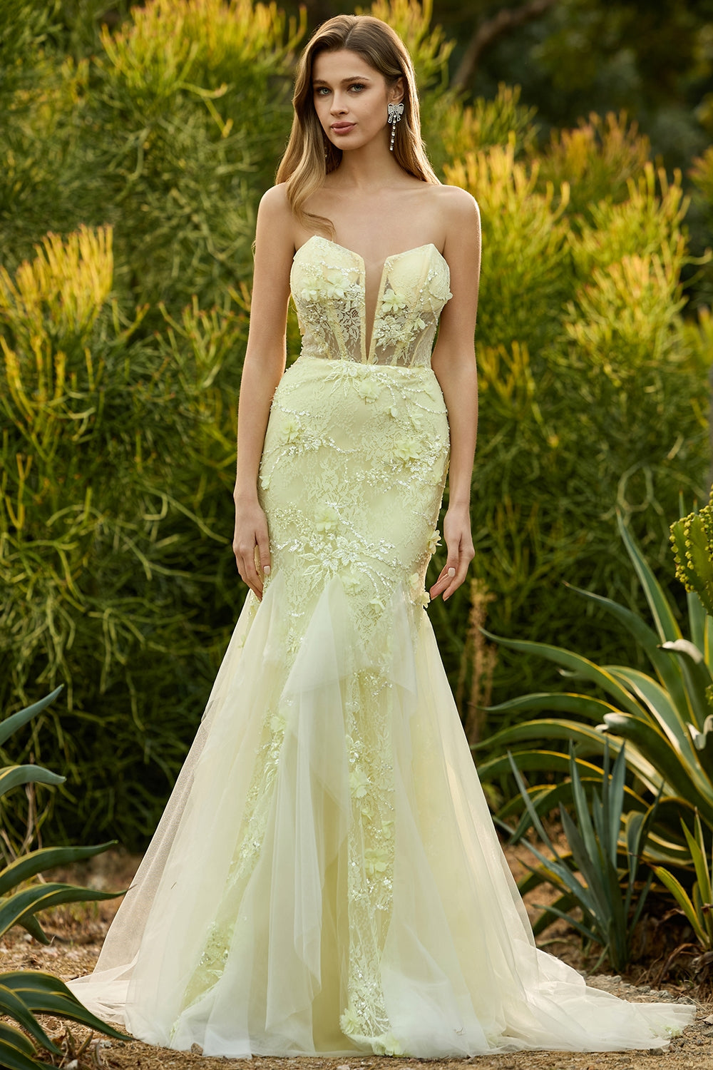 Purple 3D Floral Strapless Lace Mermaid Prom Dress