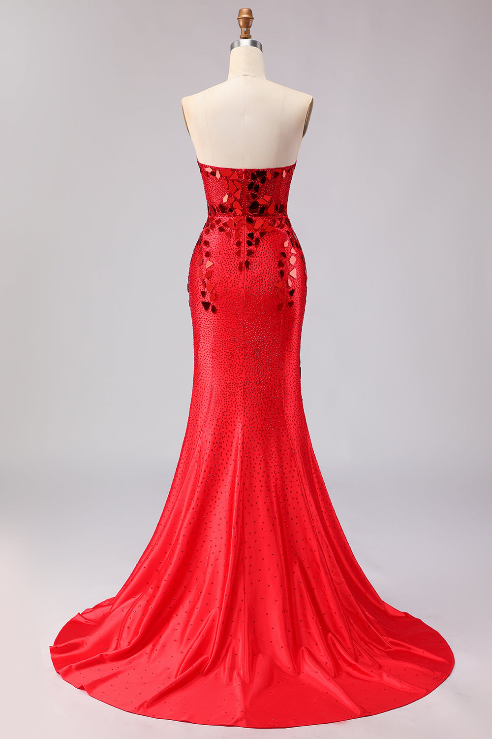 Sparkly Beaded Mermaid Royal Blue Strapless Prom Dress