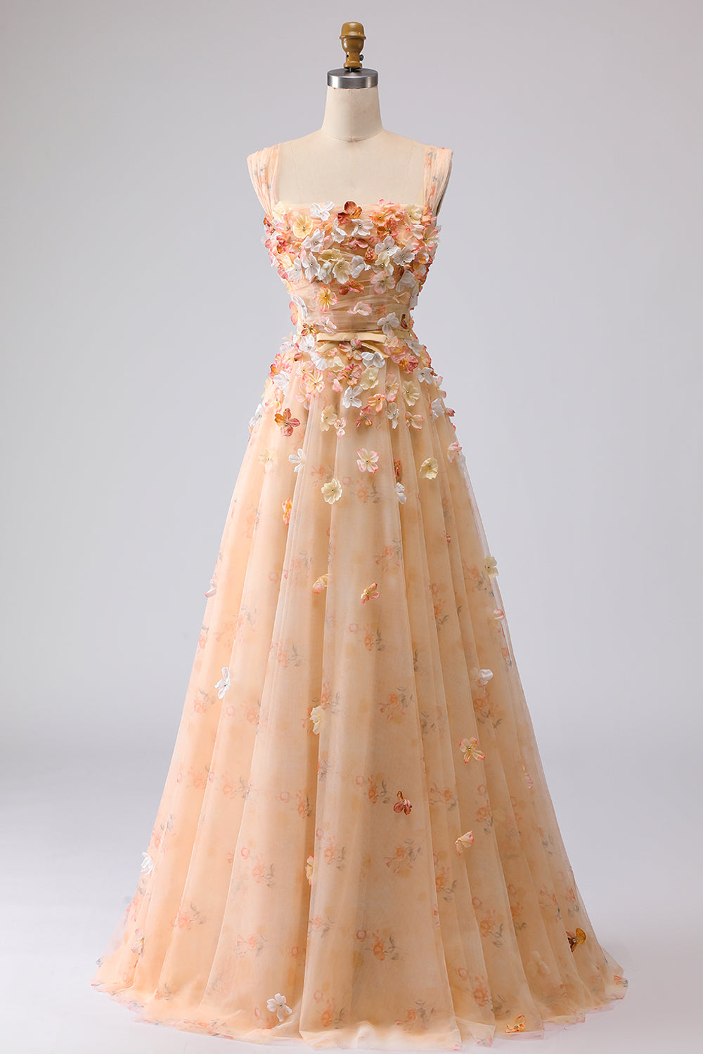 Off the Shoulder Appliqued Green Floral A Line Prom Dress