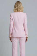 Pink 2 Piece Peaked Lapel Women Suits