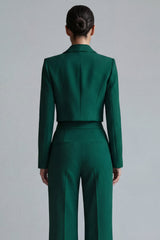 2 Piece Dark Green Peaked Lapel Women Suits