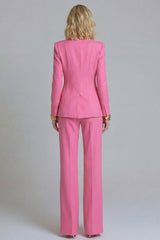 2 Piece Fuchsia Peaked Lapel Slim Fit Women Suits