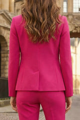 2 Piece Fuchsia Slim Fit Women Suits with Pockets
