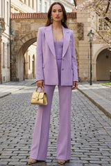 Peaked Lapel 2 Piece Lilac Women Suits with Pockets