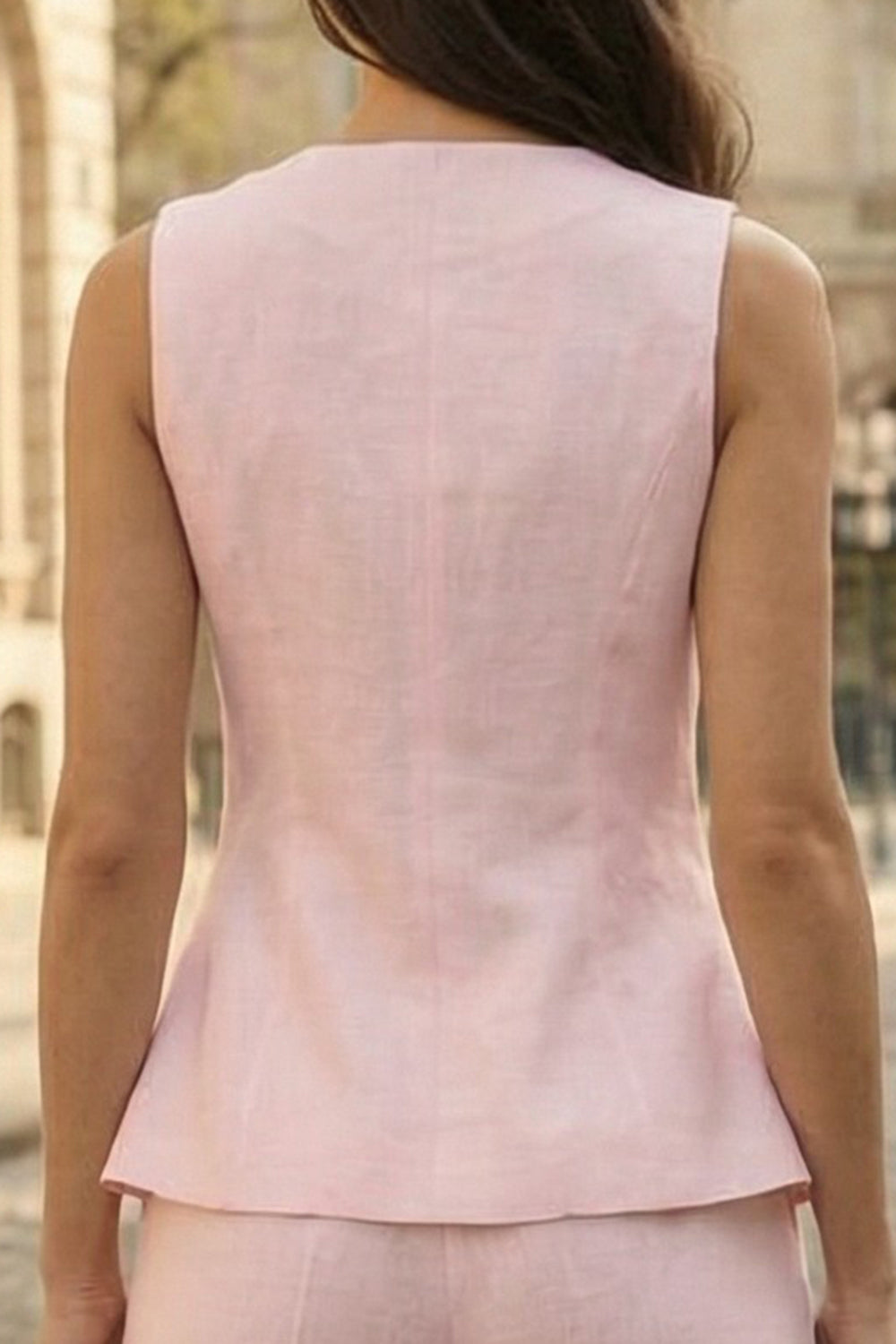 2 Piece Ivory Sleeveless Women Suits with Slit
