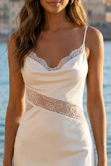 Lace Ruffled Midi White Dress