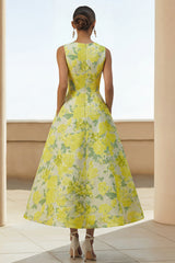 Floral A Line Daffodi Wedding Guest Dress with Pockets