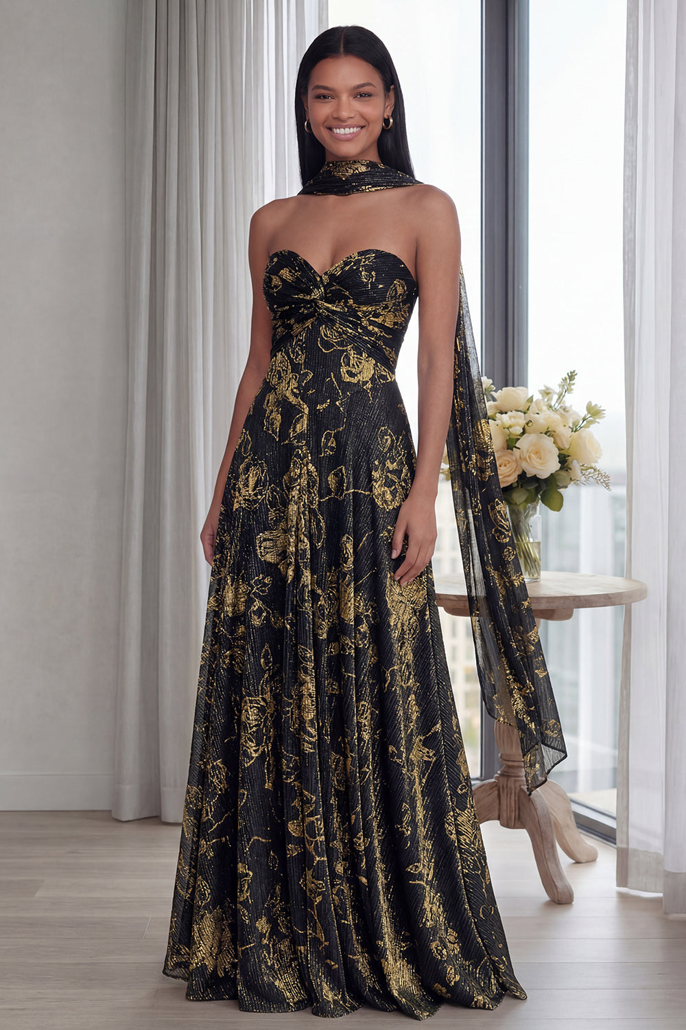 Strapless Sky Blue Ruched A Line Formal Dress