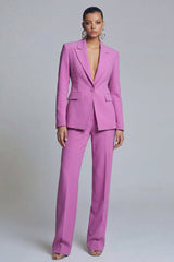 Peaked Lapel 2 Piece Purple Classic Single Buckle Women Suits