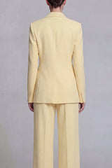Yellow Notched Lapel 2 Piece Single Buckle Women Suits