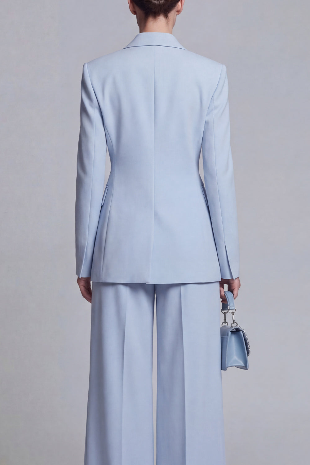 Blue 2 Piece Peaked Lapel Double Breasted Women Suits