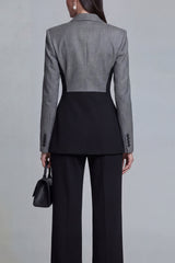 Black 2 Piece Peaked Lapel Slim Fit Women Suits