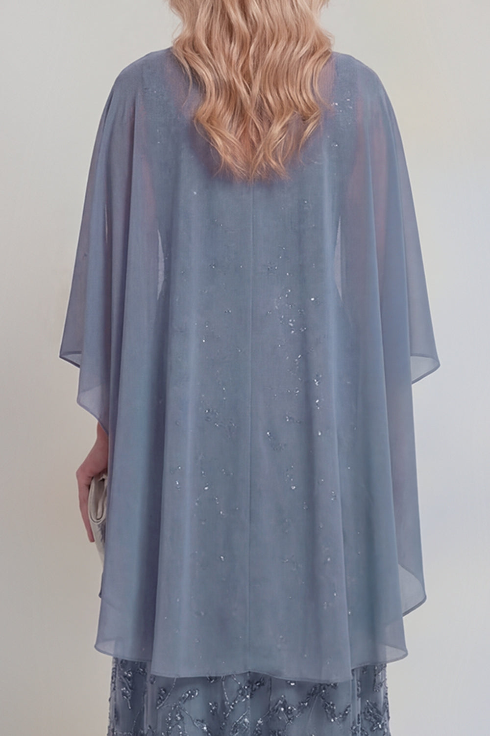 Sparkly Navy A Line V Neck Maxi Mother of the Bride Dress