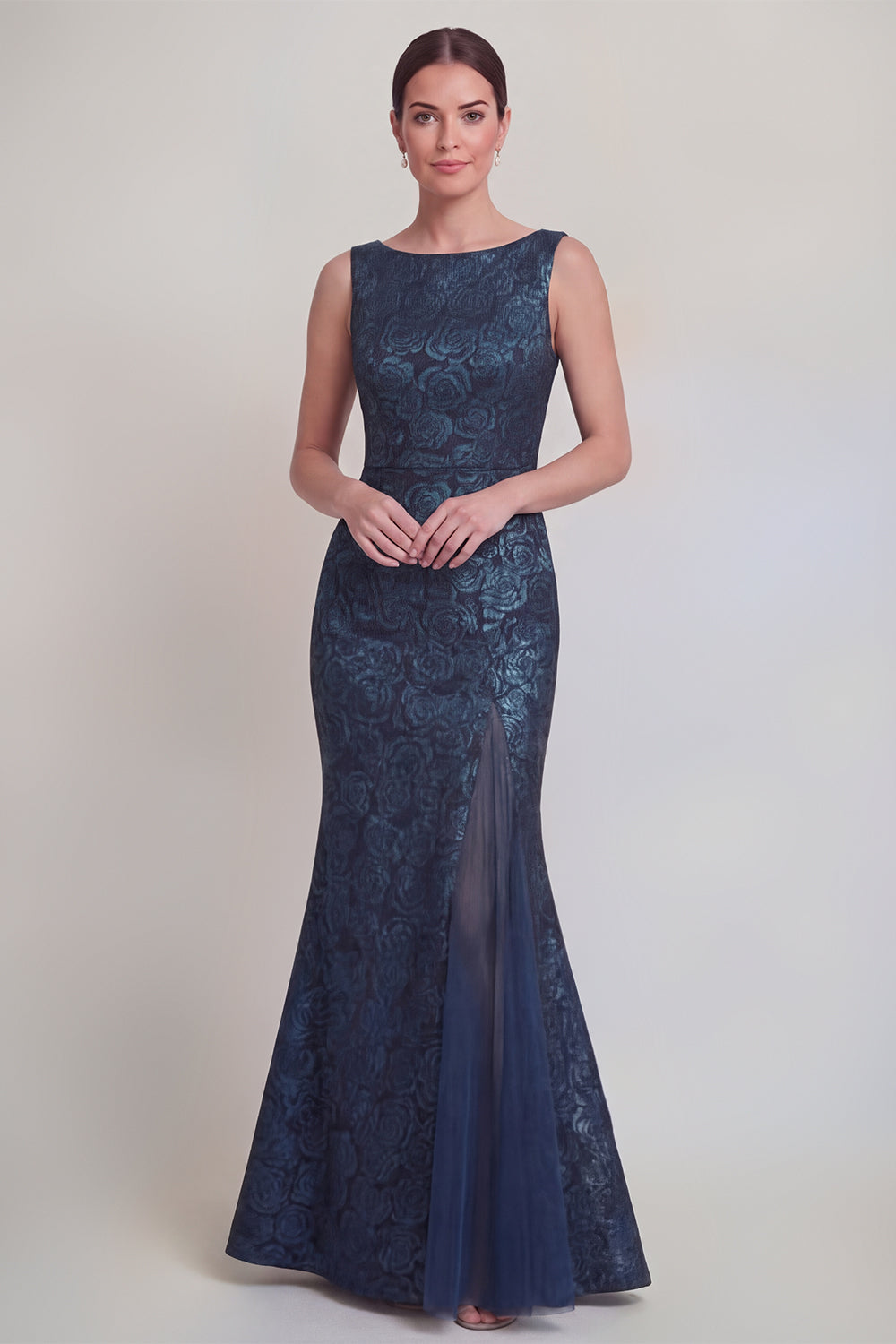 Jacquard Blush Mermaid Sleeveless Mother of the Bride Dress