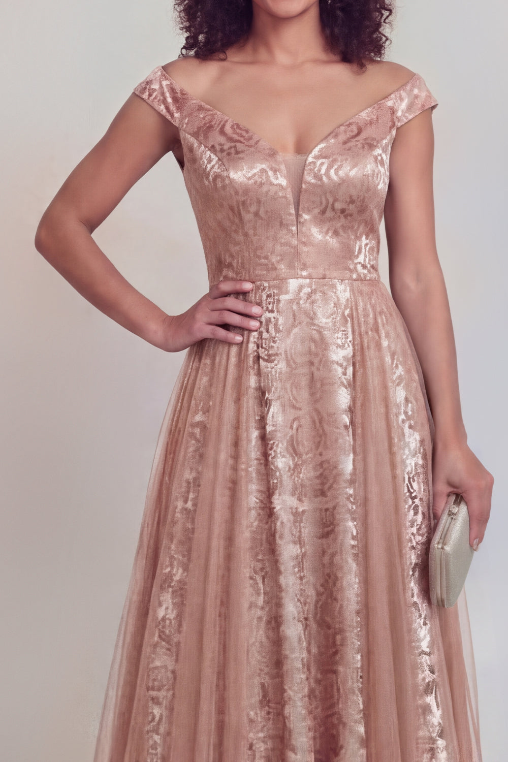 Jacquard Navy A Line Maxi Mother of the Bride Dress