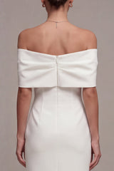 Off the Shoulder Bowed Bodycon White Engagement Dress