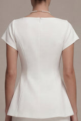 White Bodycon Bateau Neck Mini Engagement Dress