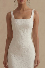 Jacquard Mermaid White Midi Engagement Dress